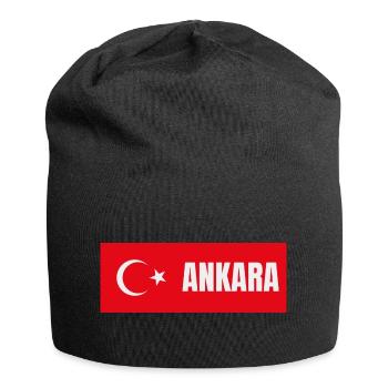 Ankara City in Turkish Flag - Jersey Beanie - black - Front