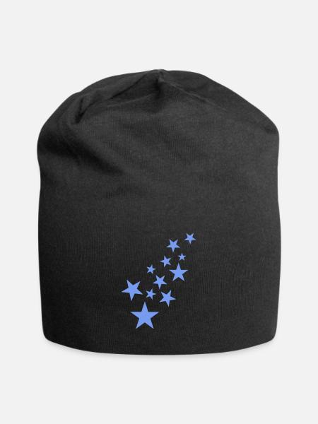 Stern Sternchen Muster Blau - Jersey-Beanie - Schwarz
