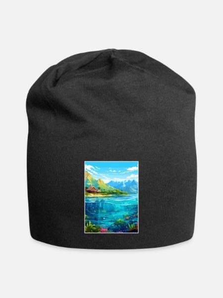 Morea Französisch-Polynesien Vintage Reiseposter WPA - Jersey-Beanie - Schwarz