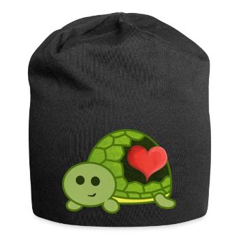 Ein Herz für Schildkröten - Jersey-Beanie - Schwarz - Vorne