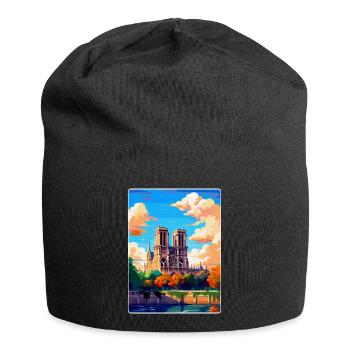 Notre Dame France Vintage Travel Poster Souvenir - Jersey Beanie - black - Front