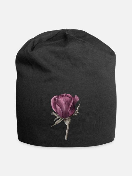 Rose Blume - Jersey-Beanie - Schwarz