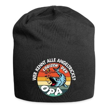 Opa mit Opa. Opa kennt alle Angeltricks - Jersey-Beanie - Schwarz - Vorne