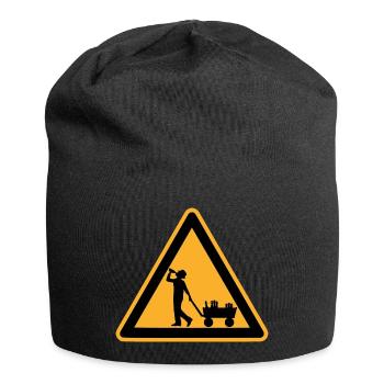 Father's Day warning sign - Jersey Beanie - black - Front
