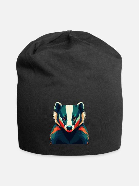 Dachs Zeichentrickfigur Buntes Haustier Tier - Jersey-Beanie - Schwarz