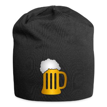 Silhouette de la chope de bière dorée - Bonnet en jersey - noir - Devant