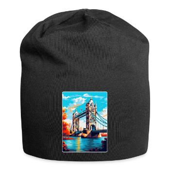Tower Bridge England Uk Travel Poster Souvenir WPA - Jersey Beanie - black - Front