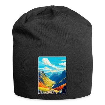 Helvellyn Cumbria Vintage Travel Poster Souvenir - Jersey Beanie - black - Front
