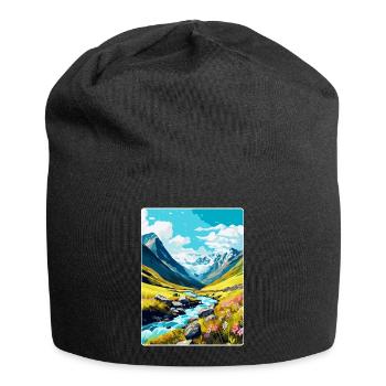 Hohe Tauern Österreich Vintage Reiseplakat Souvenir - Jersey-Beanie - Schwarz - Vorne