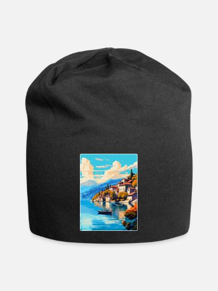 Ohridsee Albanien Vintage Reiseplakat WPA - Jersey-Beanie - Schwarz