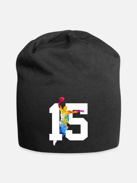 NUMMER 15 BASKETBALL 15. GEBURTSTAG - Jersey-Beanie - Schwarz