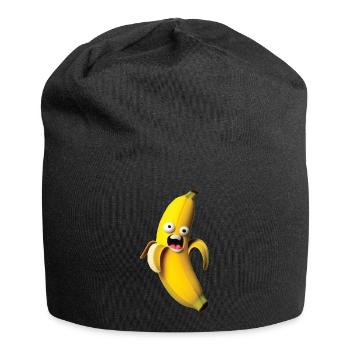 Expressive banana figure with a face - Jersey Beanie - black - Front