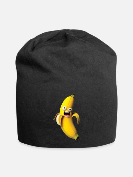 Ausdrucksvolle Banana-Figur mit Miene - Jersey-Beanie - Schwarz