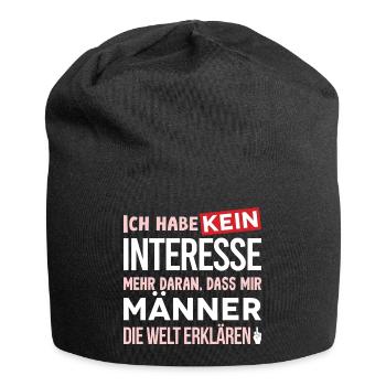 Kein Interesse an Mansplaining - Jersey-Beanie - Schwarz - Vorne