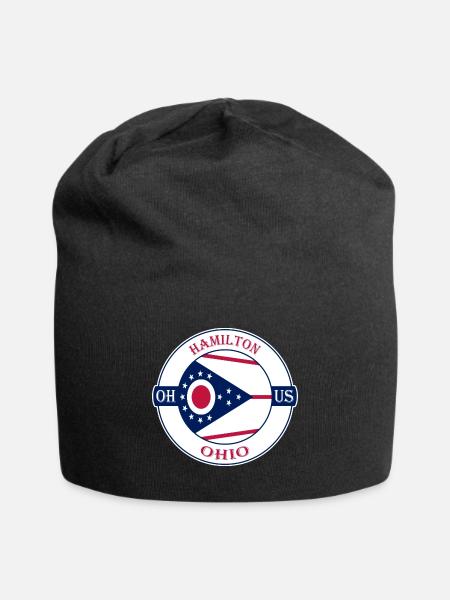Hamilton Ohio Flagge USA Reise Souvenir Abzeichen - Jersey-Beanie - Schwarz