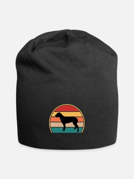 Irischer Wolfshund Hund Liebe Silhouette Vintage Sonnenuntergang - Jersey-Beanie - Schwarz
