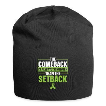 Das Comeback ist immer stärker als der Rückschlag - Jersey-Beanie - Schwarz - Vorne