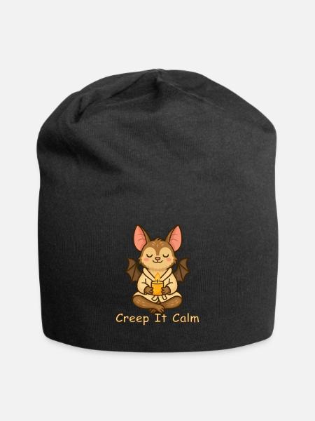 Meditierende Fledermaus – Creep It Calm - Jersey-Beanie - Schwarz