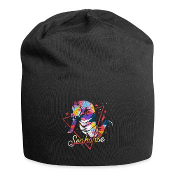 Schillerndes Seepferdchen Korallenriff - Jersey-Beanie - Schwarz - Vorne