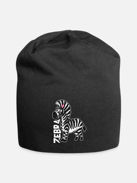 Neugieriges Zebra Afrikasafari - Jersey-Beanie - Schwarz