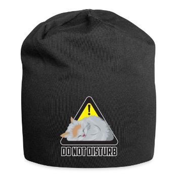 Do not disturb - Schlafende Katze Warnschild - Jersey-Beanie - Schwarz - Vorne