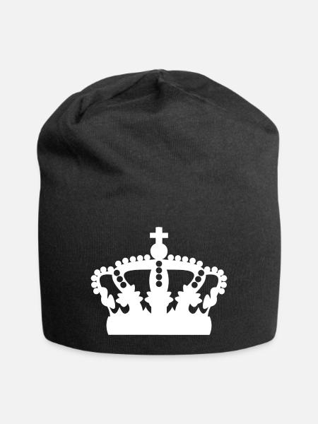 Kronen-Silhouette in Kontrast - Jersey-Beanie - Schwarz