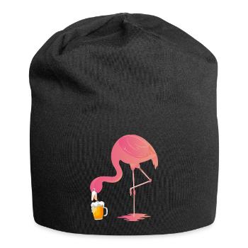 Beer Flamingo Bier Trinken Design - Jersey-Beanie - Schwarz - Vorne