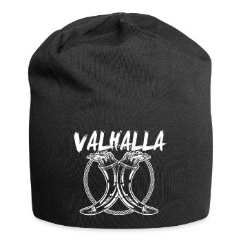 Valhalla Kelch Horn Wikinger Getränk - Jersey-Beanie - Schwarz - Vorne