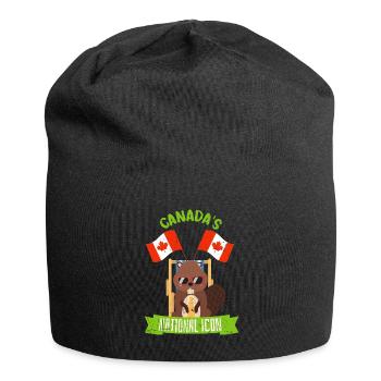 Bierfreudiger Biber Ahornblatt - Jersey-Beanie - Schwarz - Vorne