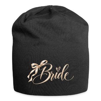 Bride : Roségold mit Schleife - Jersey-Beanie - Schwarz - Vorne