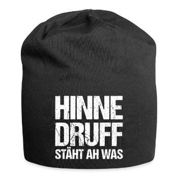 Hinne Druff Steht Ah Was Pfälzer Spruch Humor - Jersey-Beanie - Schwarz - Vorne