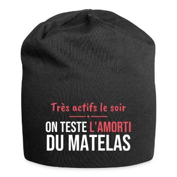 Sehr aktiv am Abend humorvolles ungezogenes Paar - Jersey-Beanie - Schwarz - Vorne