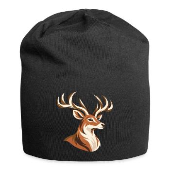 Majestätischer Hirsch mit großem Geweih  - Jersey-Beanie - Schwarz - Vorne
