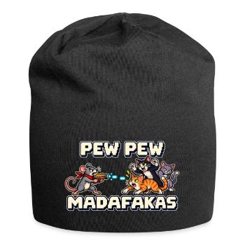 Pew Pew Madafakas – Pixel Maus vs. Katze - Jersey-Beanie - Schwarz - Vorne