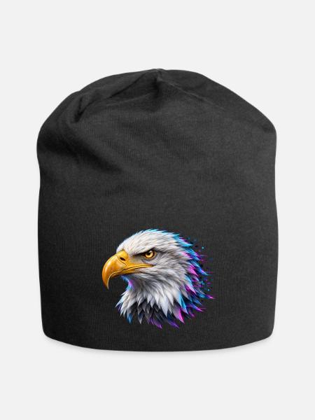 Digitaler Goldadler – Neon-Porträt - Jersey-Beanie - Schwarz