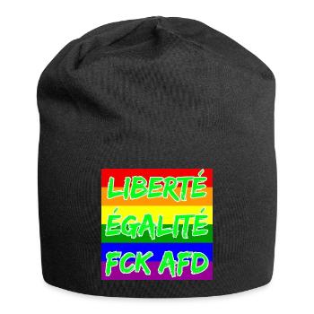 LIBERTÉ ÉGALITÉ FCK AFD REGENBOGEN FCK NZS, NO NZS - Jersey-Beanie - Schwarz - Vorne