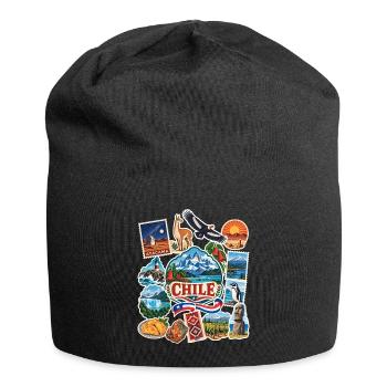 Chile Reisesticker - Jersey-Beanie - Schwarz - Vorne