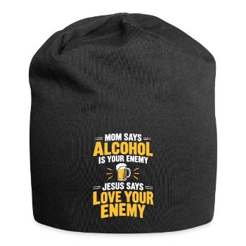 Mama sagt Alkohol ist dein Feind Jesus Humor - Jersey-Beanie - Schwarz - Vorne