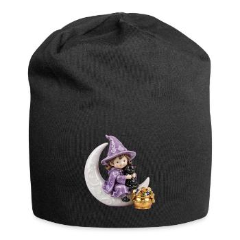 Mondbeschienener Hexen- und Katzenzauber - Jersey-Beanie - Schwarz - Vorne