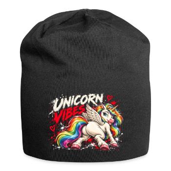Unicorn Vibes Einhorn - Jersey-Beanie - Schwarz - Vorne