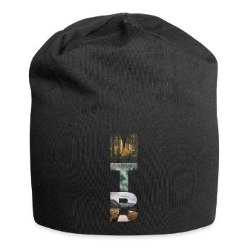 MTB- und Naturthema - Jersey-Beanie - Schwarz - Vorne