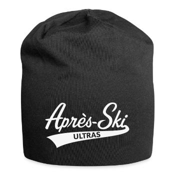 Après-Ski – Ultras (Schriftzug Apres Ski / White) - Jersey-Beanie - Schwarz - Vorne