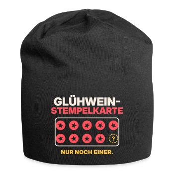 Glühwein-Stempelkarte - Jersey-Beanie - Schwarz - Vorne
