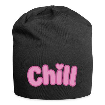 Chill Pink Bubbles Weiche Typografie - Jersey-Beanie - Schwarz - Vorne