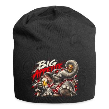 Big Appetite Elefant mit Burger und Bier - Jersey-Beanie - Schwarz - Vorne