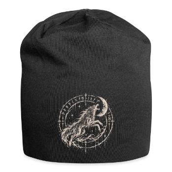 Der Wolf, der den Mond jagt - Jersey-Beanie - Schwarz - Vorne