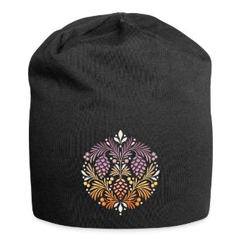 Tannenzapfen im floralen Winterornament  - Jersey-Beanie - Schwarz - Vorne