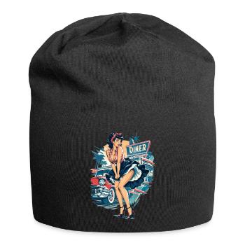 Rockabilly Pinup Girl: Vintage Kleid im Wind style - Jersey-Beanie - Schwarz - Vorne