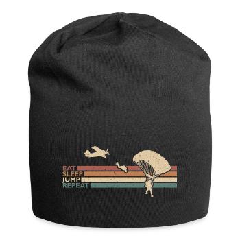 Eat Sleep Jump Repeat Fallschirmspringer Absprung - Jersey-Beanie - Schwarz - Vorne
