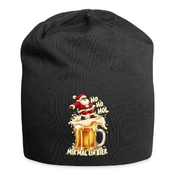 Ho Ho Hol mir mal ein Bier Surfender Weihnachtsman - Jersey-Beanie - Schwarz - Vorne